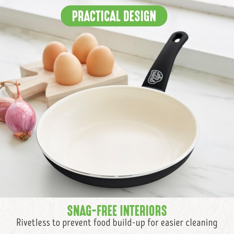 GreenLife Soft Grip 8â€ Frypan Skillet and Spatula Breakfast Cookware Set, PFAS-Free Ceramic Nonstick, Silicon Spatula with Bamboo Handle, Egg Omelette Bacon, Dishwasher Safe, Stay-Cool Handles, Black - Image 5