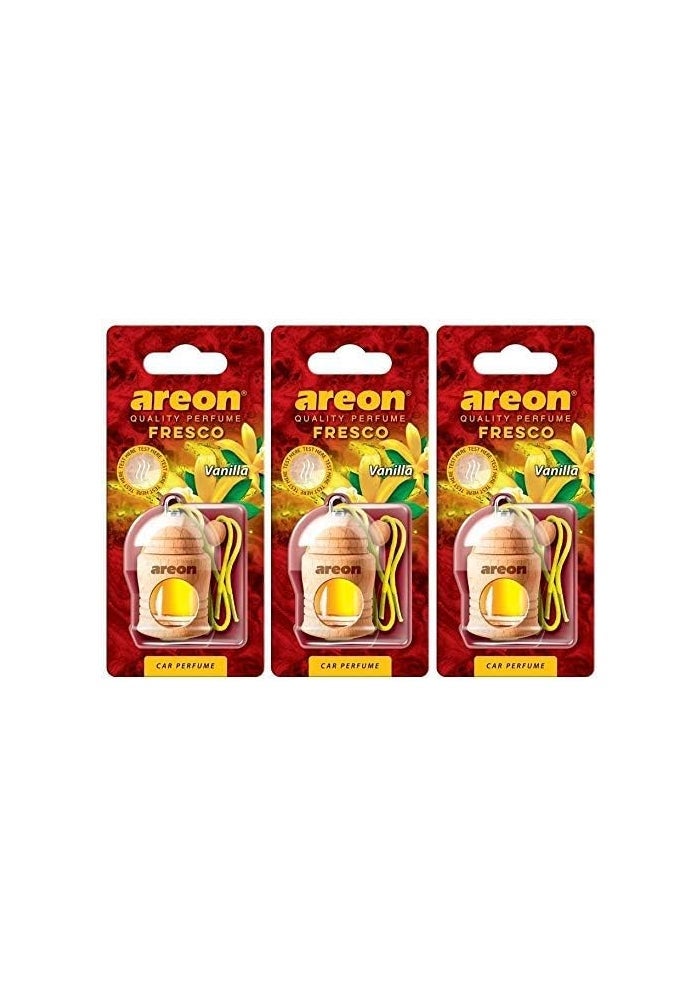 AREON Fresco Car Vanilla Scented Glass Fragrance Bottle Set (Pack of 3) - Image 1