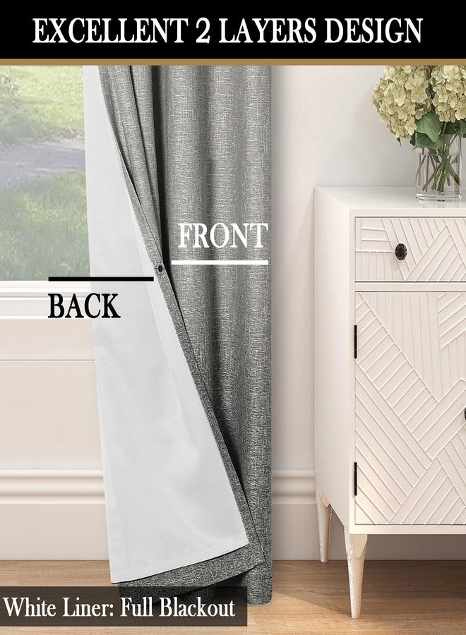 Central Park Ombre Full Blackout Room Darkening Window Curtains for Bedroom Drapes Heavy Linen Texture with Grommets Top Gradient Print Cream White to Gray Curtain for Living Room 50"x84"x2 - Image 5
