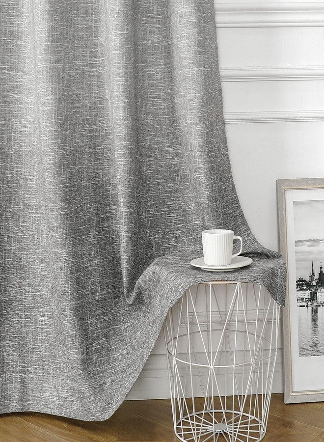 Central Park Ombre Full Blackout Room Darkening Window Curtains for Bedroom Drapes Heavy Linen Texture with Grommets Top Gradient Print Cream White to Gray Curtain for Living Room 50"x84"x2 - Image 4