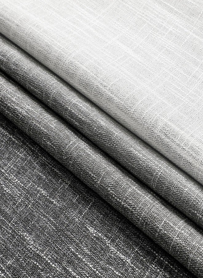 Central Park Ombre Full Blackout Room Darkening Window Curtains for Bedroom Drapes Heavy Linen Texture with Grommets Top Gradient Print Cream White to Gray Curtain for Living Room 50"x84"x2 - Image 2