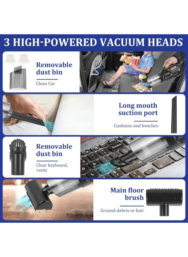 بواو مكنسة كهربائية لاسلكية محمولة باليد من Boao Car – مكنسة كهربائية محمولة للاستخدام المنزلي والمكتبي وتنظيف الحيوانات الأليفة بقوة شفط تبلغ 9000 باسكال - Image 5