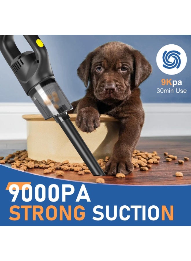 بواو مكنسة كهربائية لاسلكية محمولة باليد من Boao Car – مكنسة كهربائية محمولة للاستخدام المنزلي والمكتبي وتنظيف الحيوانات الأليفة بقوة شفط تبلغ 9000 باسكال - Image 2