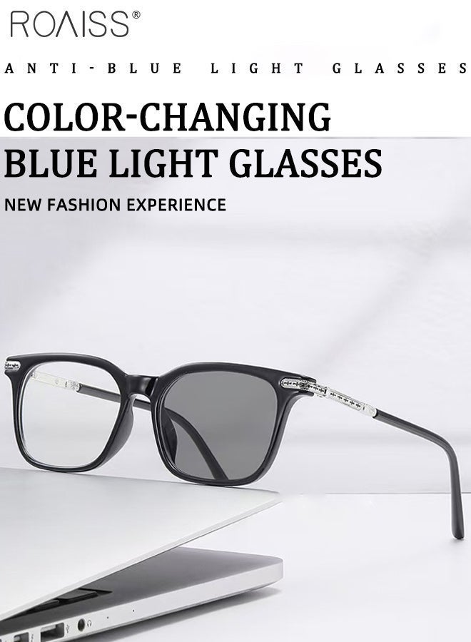 roaiss Stylish Blue Light Glasses for Woman Men Blue Light Filter Computer Reading Gaming TV Phones Rectangular Photochromic Eyeglasses Anti Eyestrain Headache Eyewear 53mm - Image 3