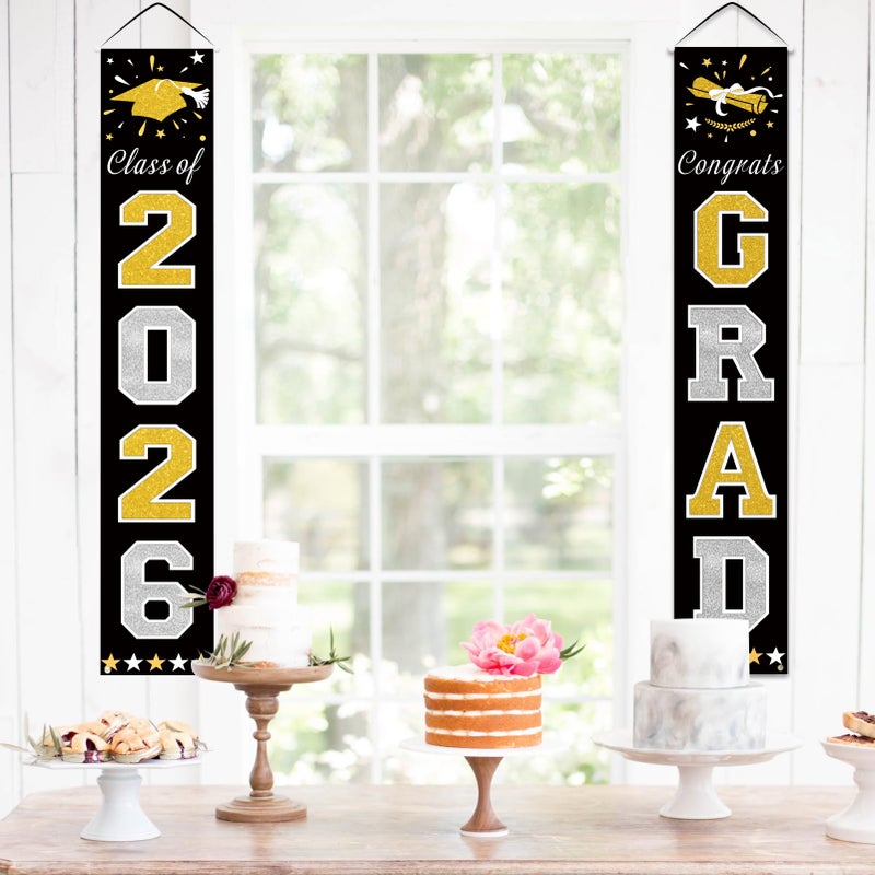 DAZONGE Graduation Decorations 2026, Black & Gold Class of Decorations 2026, Graduation Porch Banners for Any Schools or Grades Party Supplies - Image 5