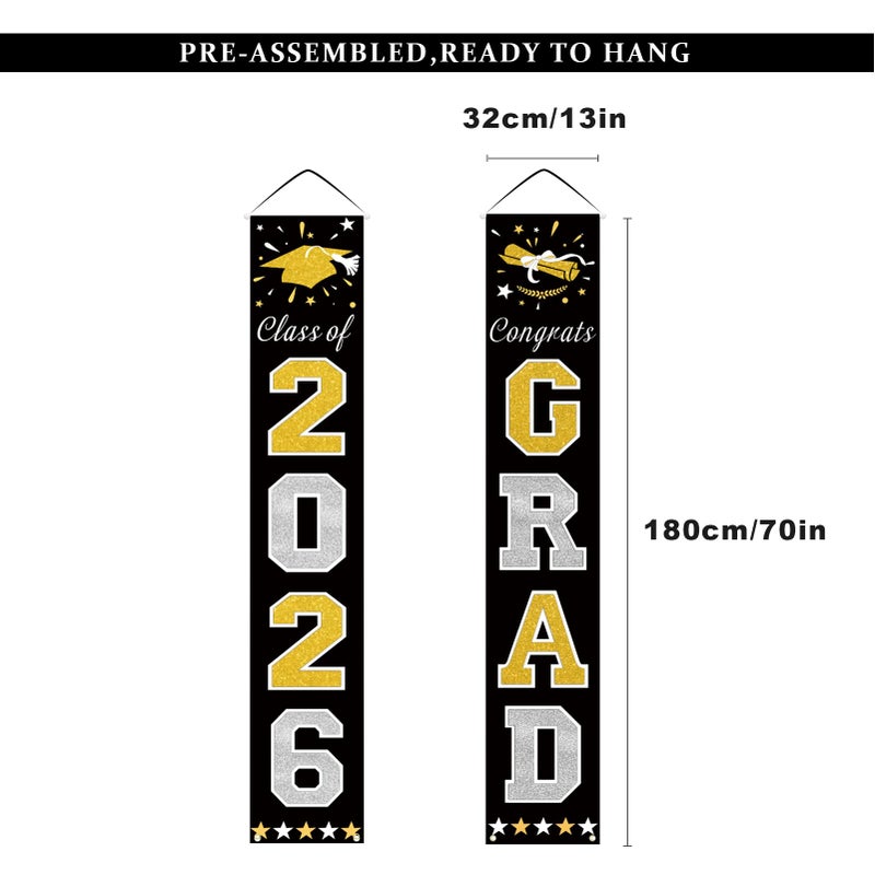 DAZONGE Graduation Decorations 2026, Black & Gold Class of Decorations 2026, Graduation Porch Banners for Any Schools or Grades Party Supplies - Image 3