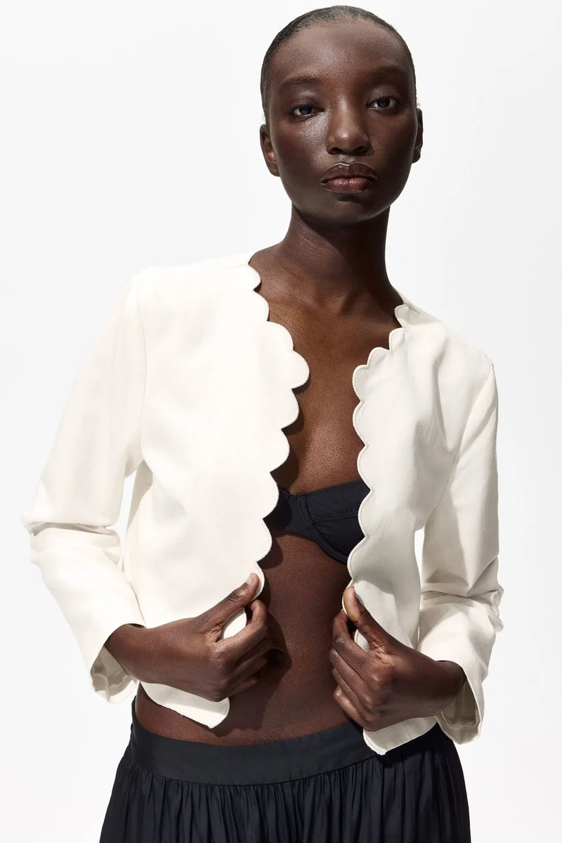 H&M  Scalloped-edge jacket for Women | Best Price UAE