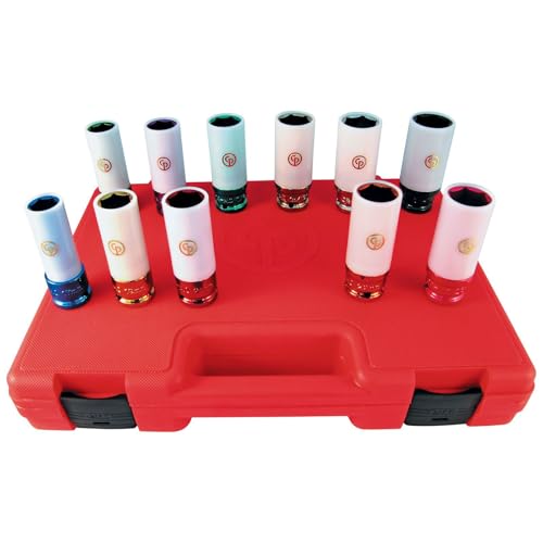 Chicago Pneumatic شيكاغو بنوماتيك SS4211WP - محرك مربع 1/2 بوصة، SAE وميتريك، واقي العجلات، 6 نقاط، مجموعة مفاتيح تأثير (11 قطعة) - Image 1