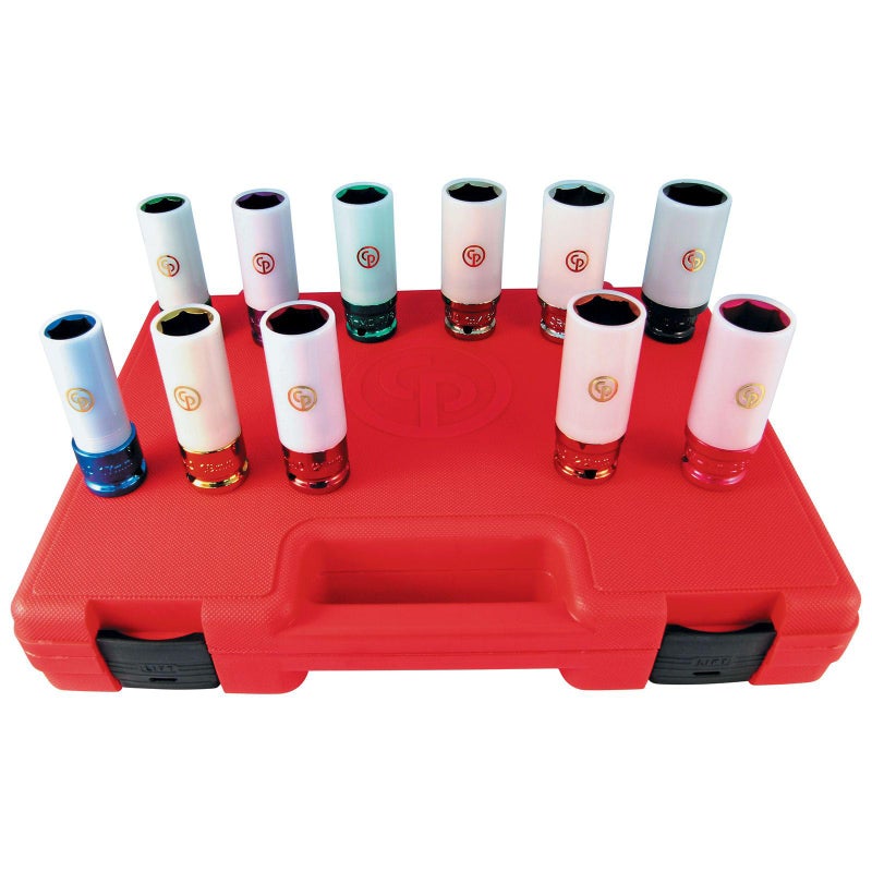 Chicago Pneumatic شيكاغو بنوماتيك SS4211WP - محرك مربع 1/2 بوصة، SAE وميتريك، واقي العجلات، 6 نقاط، مجموعة مفاتيح تأثير (11 قطعة) - Image 5