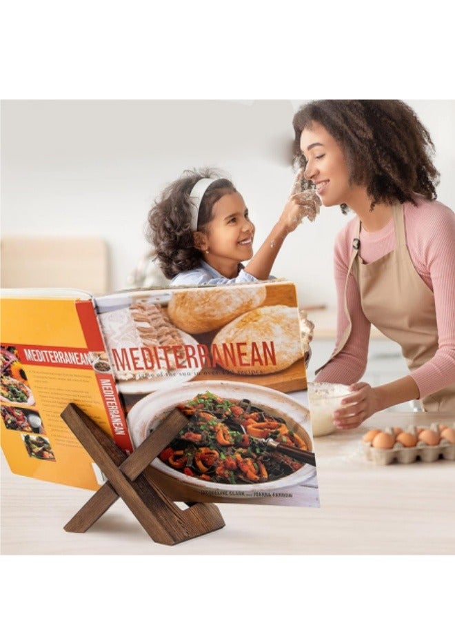 Wooden Restaurant Home Recipe Rack Kitchen Menu Display Rack Desktop Reading Wooden Book Stand - Image 3