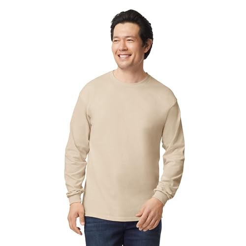Gildan Adult Ultra Cotton Long Sleeve TShirt Style G2400 Multipack Sand 3Pack Large - Image 3