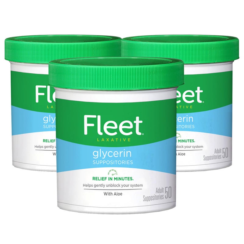Fleet Laxative Glycerin Suppositories for Adult Constipation, 50 Count, 3 Pack - Image 1