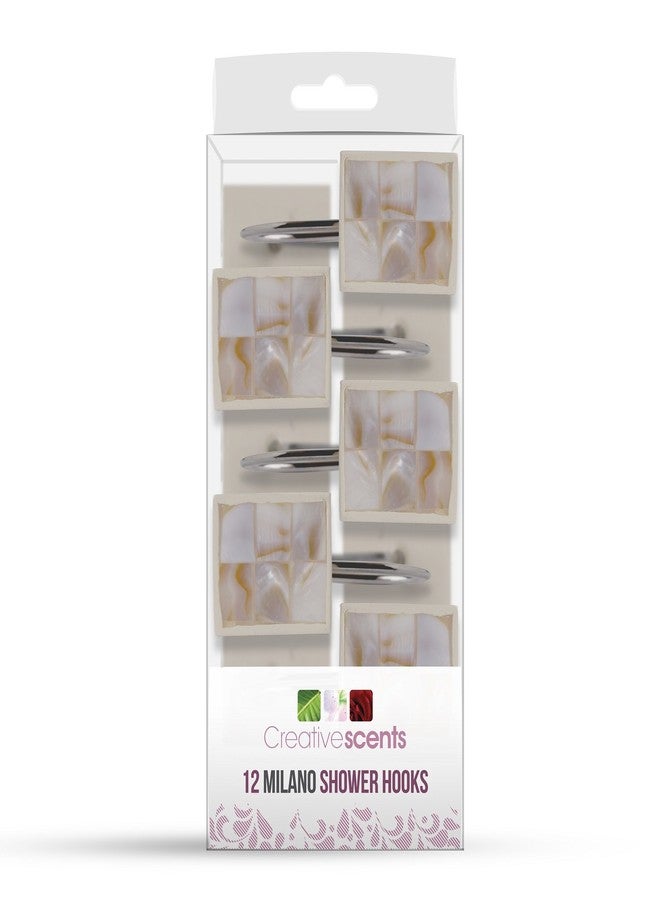 كرييتف سينتس خطافات ستارة حمام ميلانو المزخرفة - مجموعة من 12 حلقة ستارة حمام - خطافات ستارة حمام بلمسة نهائية عصرية من عرق اللؤلؤ - Image 5