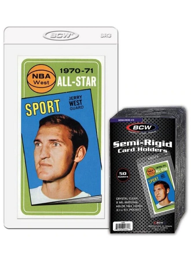 BCW Semi-Rigid Card Holder #3 - 50 ct | Crystal Clear, High-Quality PVC | Premium Graded Card Submissions Sleeve for Tall Trading Cards | Ideal for Grading Enthusiasts and Secure Card Mailing