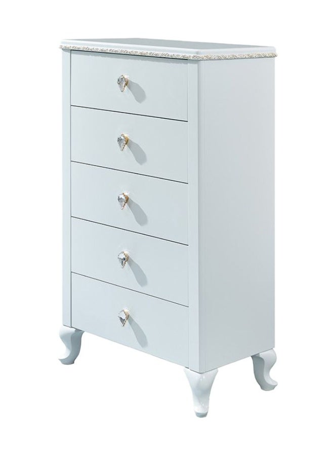 DANUBE HOME Bluebell 5-Drawer Chest Cabinet Stylish And Spacious Storage For Bedroom Durable Wooden Dresser With 5 Drawers Elegant Home DÃ©cor And Organization Solution - Light Blue  - Image 4