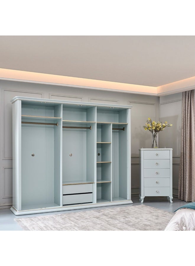 DANUBE HOME Bluebell 5-Drawer Chest Cabinet Stylish And Spacious Storage For Bedroom Durable Wooden Dresser With 5 Drawers Elegant Home DÃ©cor And Organization Solution - Light Blue  - Image 2