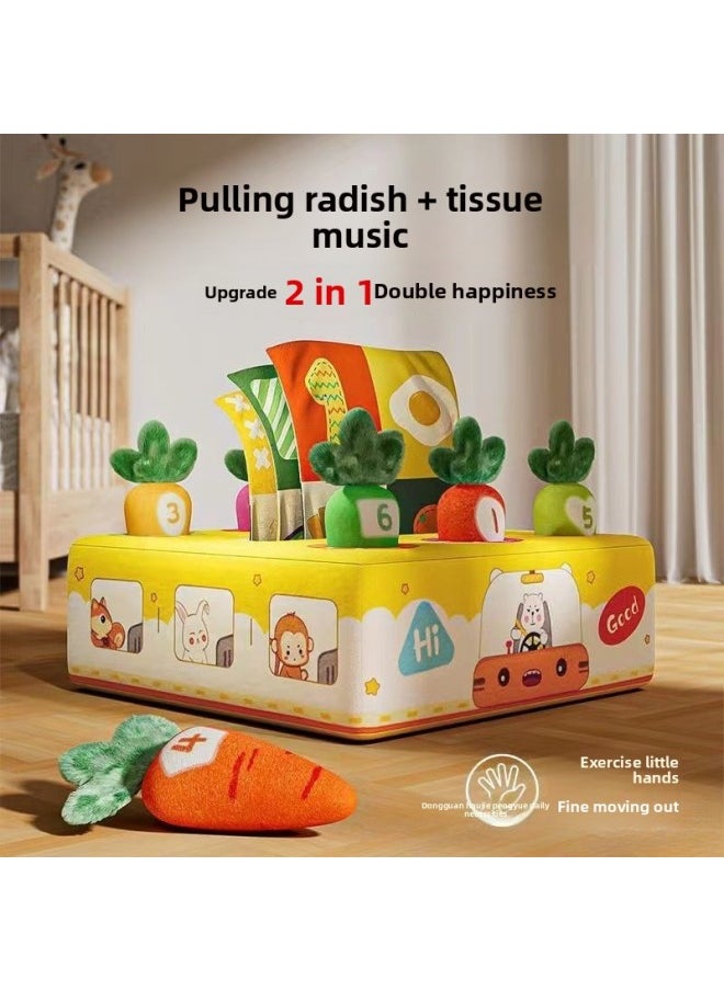 Generic - Baby Tear Tissue Box Paper Pull Radish Toy Two-in-one Infant Early Education Comfort Toy-Color:Bus Style [two-in-one Carrot Pull-out Paper] - Image 1