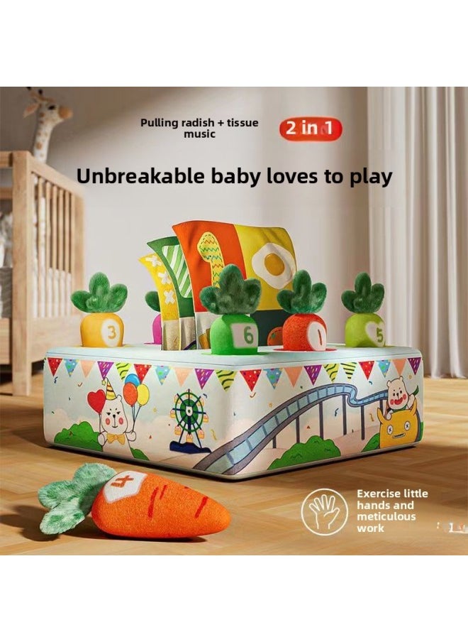 Generic - Baby Tear Tissue Box Paper Pull Radish Toy Two-in-one Infant Early Education Comfort Toy-Color:Bus Style [two-in-one Carrot Pull-out Paper] - Image 1