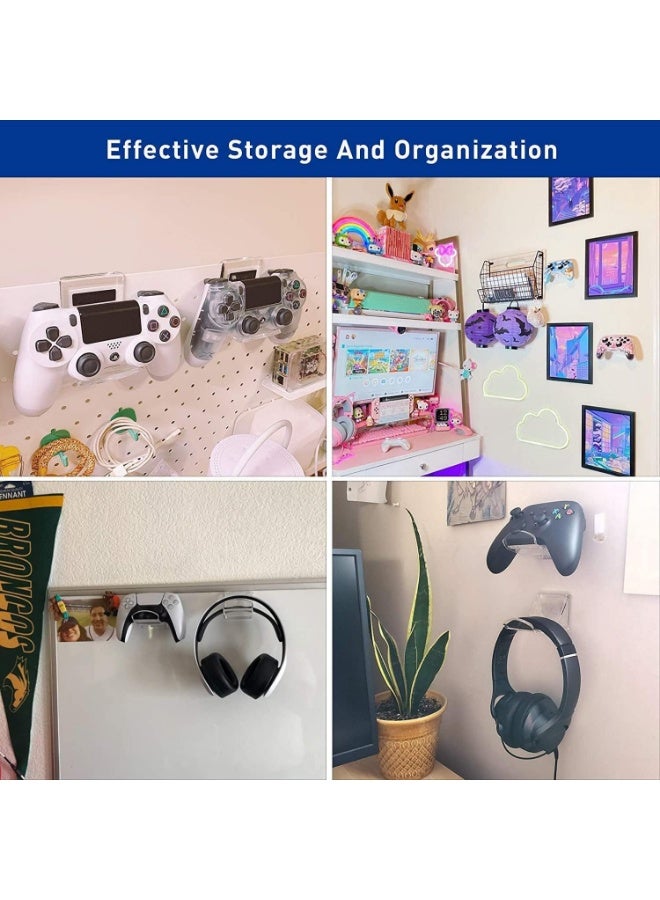 وحدة التحكم الجدار جبل حامل 4 حزمة ، الاكريليك لعبة الوقوف ل PS5 PS4 إكس بوكس واحد تبديل الكمبيوتر الشخصي ، وحدة التحكم العالمية لعبة الجدار تخزين رف لا حفرة - Image 4