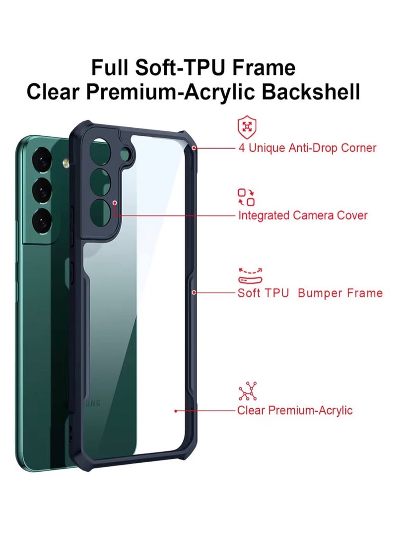Xundo Clear Case for Samsung Galaxy S22 | Premium Rugged | Durable Shock-absorbing Frame | Black Border | Thermoplastic Polyurethane | Airbag Anti-drop Protection - Clear - Image 3