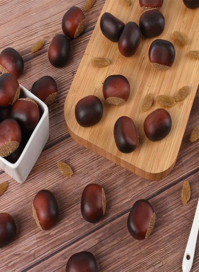 Luckforest Artificial Chestnuts, 30 Pcs Lifelike Fake Nuts Realistic Simulation Dried Fruit Nuts Models for New Year Home Kitchen Market Display Cabinet Decor Photography Props - Image 2