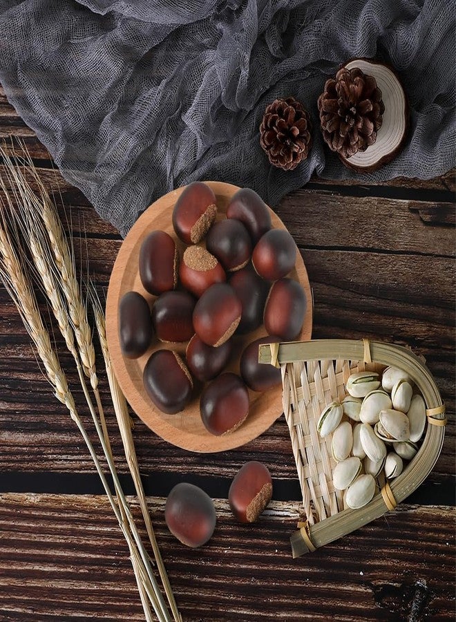 Luckforest Artificial Chestnuts, 30 Pcs Lifelike Fake Nuts Realistic Simulation Dried Fruit Nuts Models for New Year Home Kitchen Market Display Cabinet Decor Photography Props - Image 5