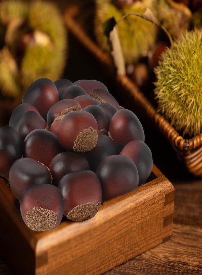 Luckforest Artificial Chestnuts, 30 Pcs Lifelike Fake Nuts Realistic Simulation Dried Fruit Nuts Models for New Year Home Kitchen Market Display Cabinet Decor Photography Props - Image 4