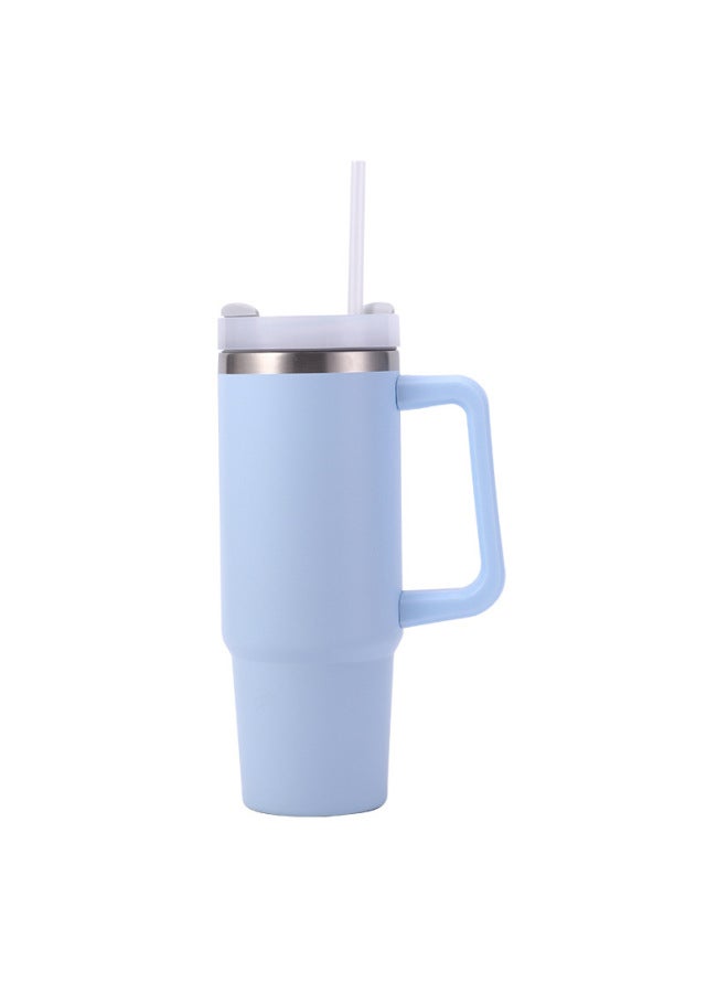 Stainless Steel Portable Water Cup Office Outdoor Sports With Straw Creative Simple Double-layer Insulation