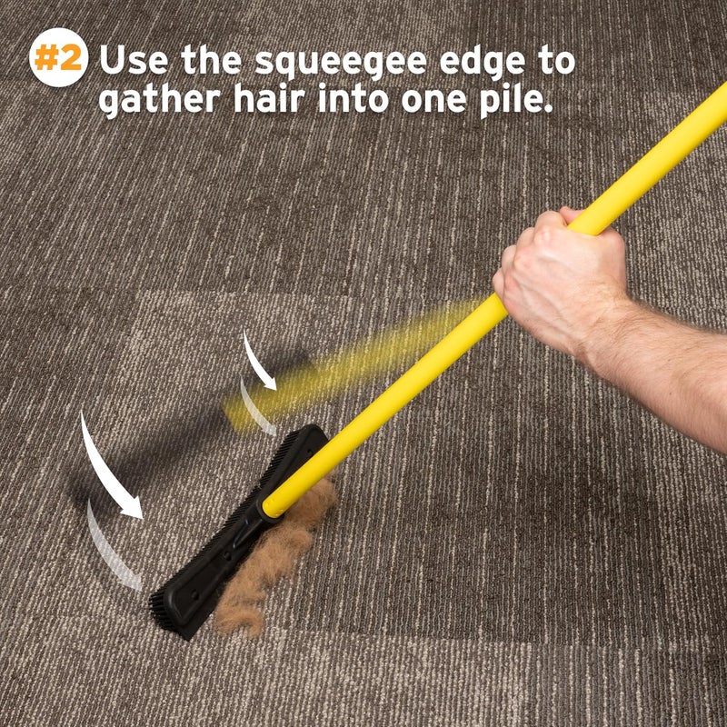 FURemover Original Pet Hair Rubber Broom with Squeegee, with 58” Telescopic Handle for Carpet, Tile and Hardwood and Handheld Lint Brush Combo - Image 4