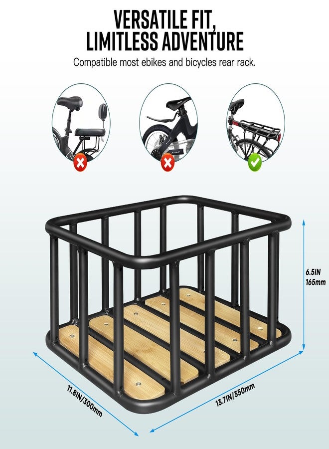 RAYMACE Bike Basket Rear, Bamboo Base Bicycle Basket with Rainproof Cover, Liner & Cargo Net, Large Capacity Rear Bike Rack Baskets Fits Most Bikes & E-Bike - Image 5