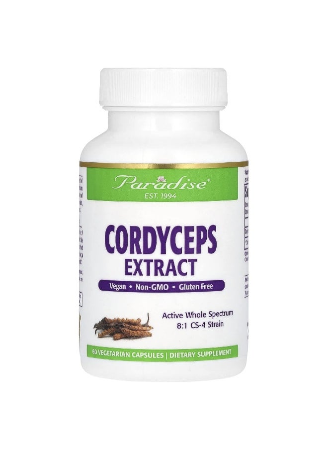 Paradise Herbs Paradise Herbs, Cordyceps Extract, 400 mg, 60 Vegetarian Capsules  - Image 1