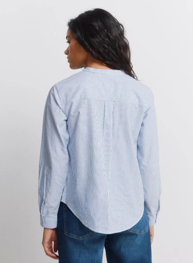 Springfield  Long sleeve shirt with volume, with mandarin collar, with button fastening, with lace detail on the front and cuffs. for Women | Best Price UAE