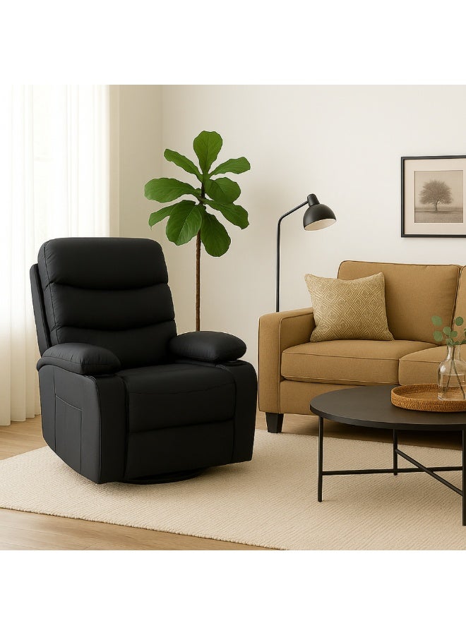 بكسل للأثاث كرسي استرخاء بحاملات أكواب من بكسل الأثاث, كرسي استرخاء هزاز ودوار من الجلد الناعم مع مسند قدم قابل للتعديل - Image 1