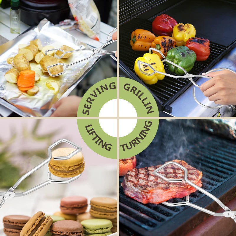 HaSteeL ملاقط مقص 10 إنش، ملاقط مطبخ من الفولاذ المقاوم للصدأ HaSteeL للطهي والتقديم والتموين والشواء، ملاقط للشواء والخبز، آمنة في غسالة الصحون، 2 قطعة و2 خطاف - Image 4