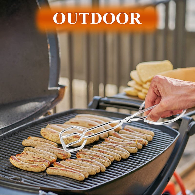 HaSteeL ملاقط مقص 10 إنش، ملاقط مطبخ من الفولاذ المقاوم للصدأ HaSteeL للطهي والتقديم والتموين والشواء، ملاقط للشواء والخبز، آمنة في غسالة الصحون، 2 قطعة و2 خطاف - Image 5