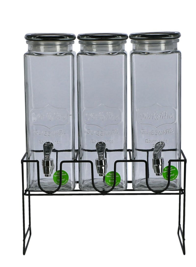Contemporary 3-piece glass dispensers with clear base 6.9 quart capacity  - Image 1