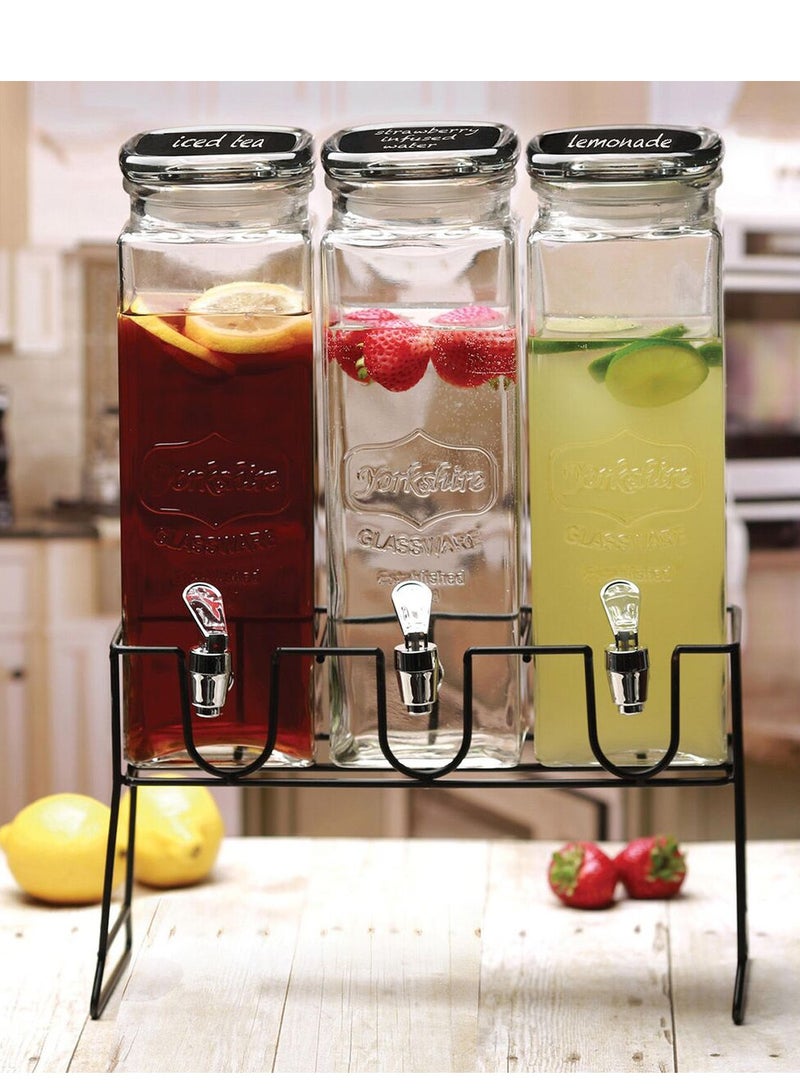 Contemporary 3-piece glass dispensers with clear base 6.9 quart capacity  - Image 2