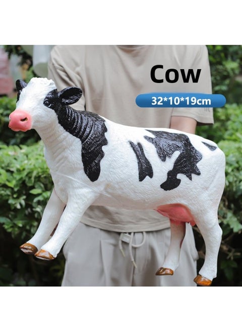 Large Poultry Soft Rubber Gray Goose Simulation Animal Model Chicken Duck Goose Toy Model Children's Cognitive Decompression-Color:Little Cow [static And Silent]