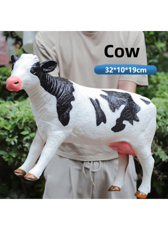 null - Large Poultry Soft Rubber Gray Goose Simulation Animal Model Chicken Duck Goose Toy Model Children's Cognitive Decompression-Color:Little Cow [static And Silent] - Image 1