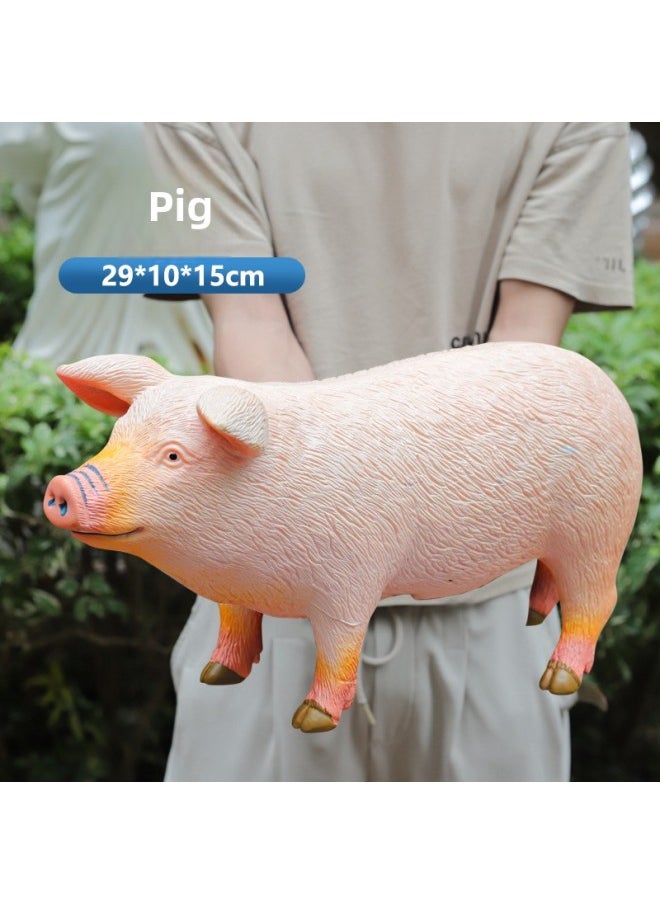 null - Large Poultry Soft Rubber Gray Goose Simulation Animal Model Chicken Duck Goose Toy Model Children's Cognitive Decompression-Color:Little Cow [static And Silent] - Image 1