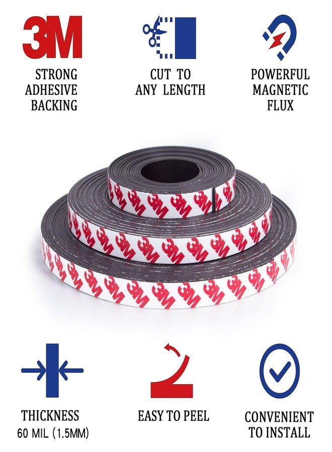 Towjug Magnetic Tape Strip Roll with 3M Adhesive Backing,(1in Wide x10ft Long) Flexible Heavy Duty Sticky Magnet Tape Strips for Kitchen, Garage Whiteboards Fridge DIY Organization - Image 3