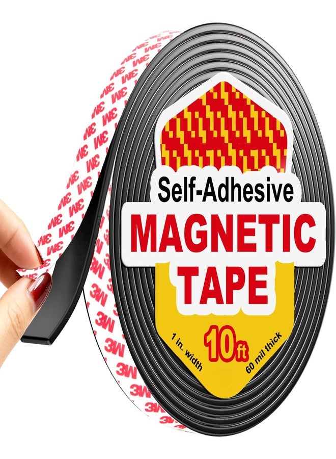 Towjug Magnetic Tape Strip Roll with 3M Adhesive Backing,(1in Wide x10ft Long) Flexible Heavy Duty Sticky Magnet Tape Strips for Kitchen, Garage Whiteboards Fridge DIY Organization - Image 1