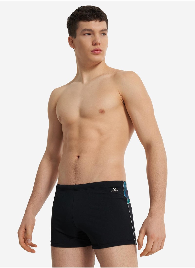 Joss Joss Men's Swimming Trunks-Shorts Black/Green – Recycled Polyester, Chlorine-Resistant, Adjustable Waistband, Durable & Comfortable for Swimming  - Image 1