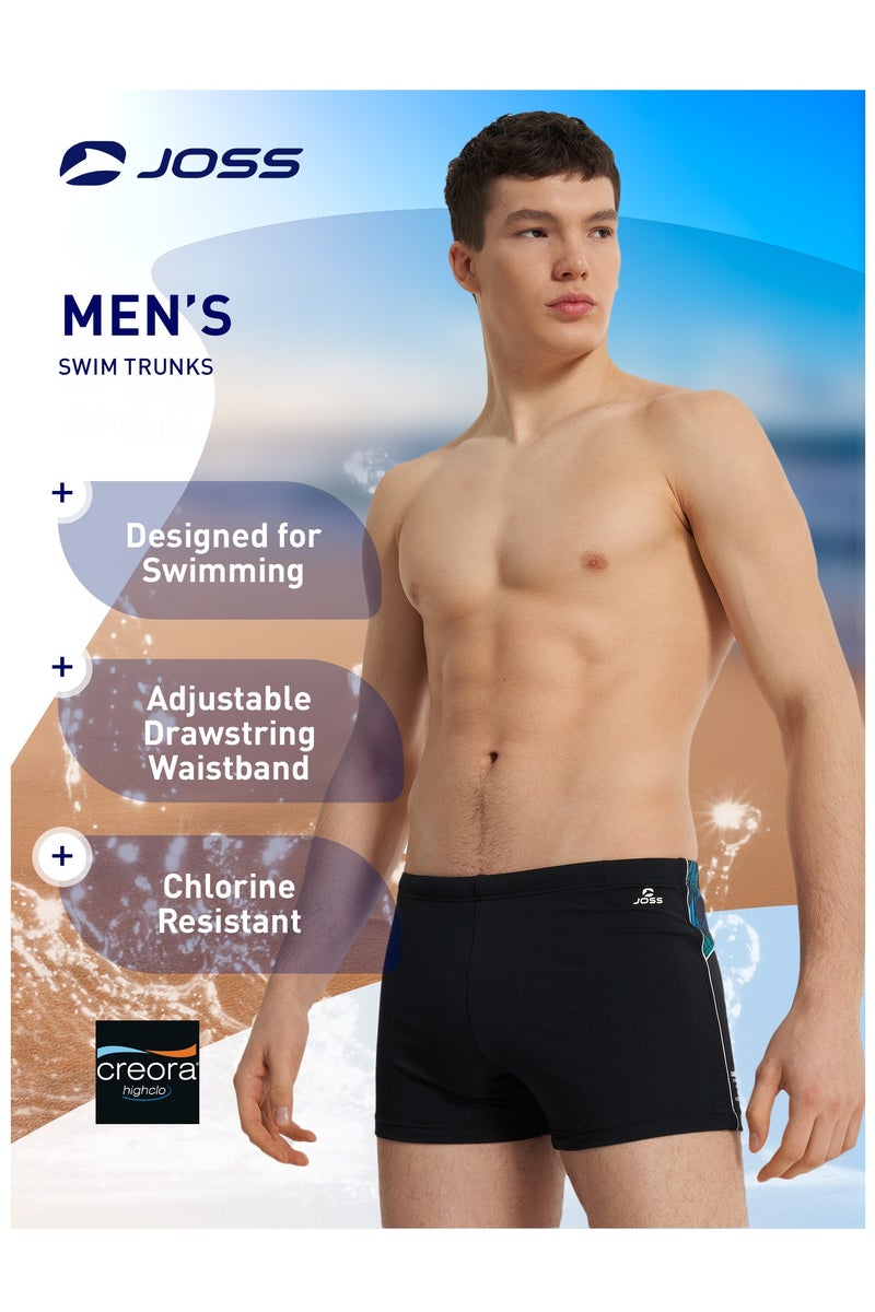 Joss Men's Swimming Trunks-Shorts Black/Green – Recycled Polyester, Chlorine-Resistant, Adjustable Waistband, Durable & Comfortable for Swimming - Image 2