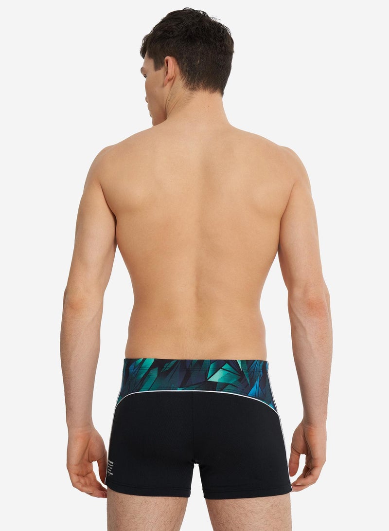 Joss Men's Swimming Trunks-Shorts Black/Green – Recycled Polyester, Chlorine-Resistant, Adjustable Waistband, Durable & Comfortable for Swimming - Image 3