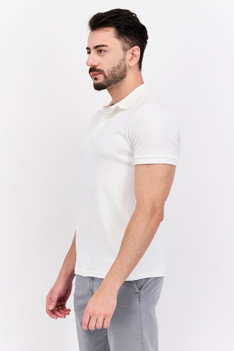 Threadbare Men Regular Fit Plain Short Sleeves Polo Shirt, White - Image 4