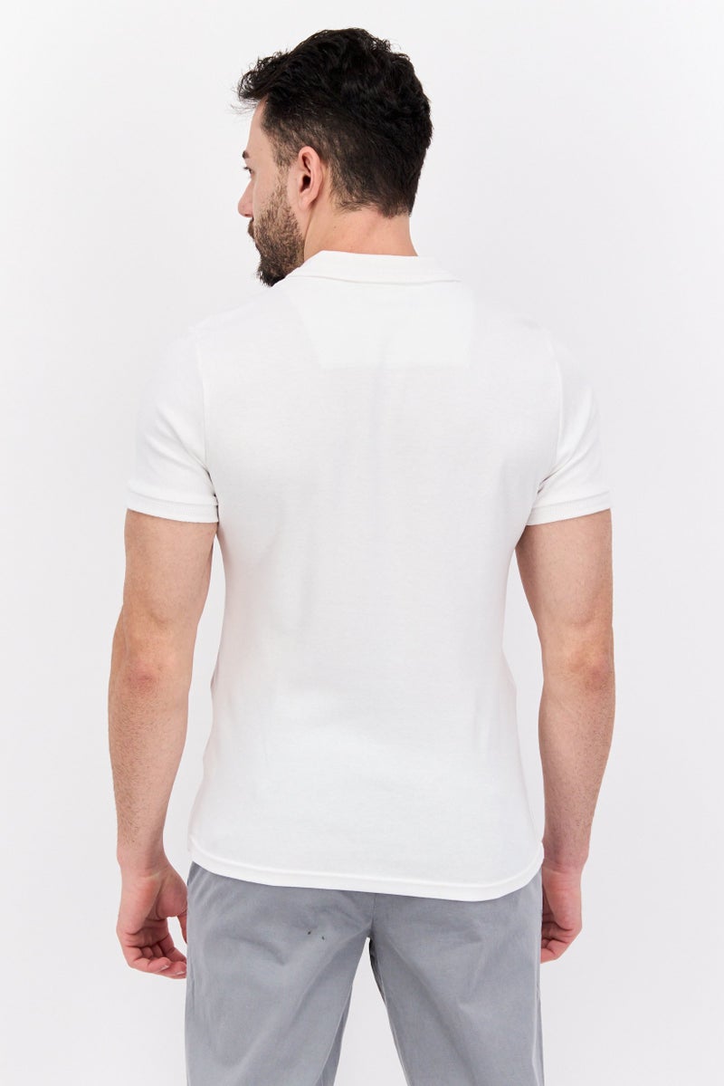 Threadbare Men Regular Fit Plain Short Sleeves Polo Shirt, White - Image 2