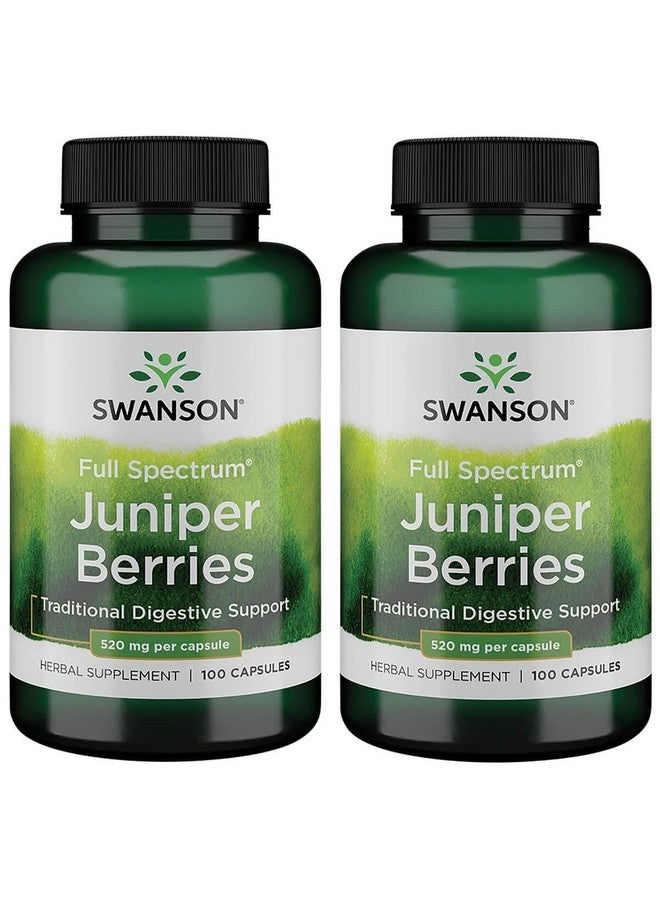 Swanson Juniper Berries Digestive Immune System Health Fiber Herbal Supplement 520 mg 100 Capsules (Caps) (2 Pack)