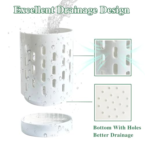 pavtner Orchid Pots with Holes,4 Inch Ceramic Orchid Pot for Repotting, Plant Pot for Repotting Orchids and Other Flowers - Indoor/Outdoor White - Image 2