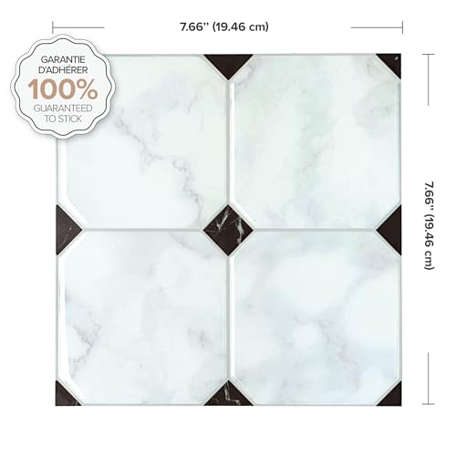 SMART TILES Peel and Stick Backsplash - 5 Sheets of 7,75" x 7,75" - 3D Adhesive Peel and Stick Tile Backsplash for Kitchen, Bathroom, Wall Tile, Checkered - Image 4